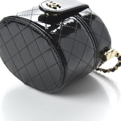 Chanel Patent Quilted Round Mini Vanity With Chain Black 7 of 11