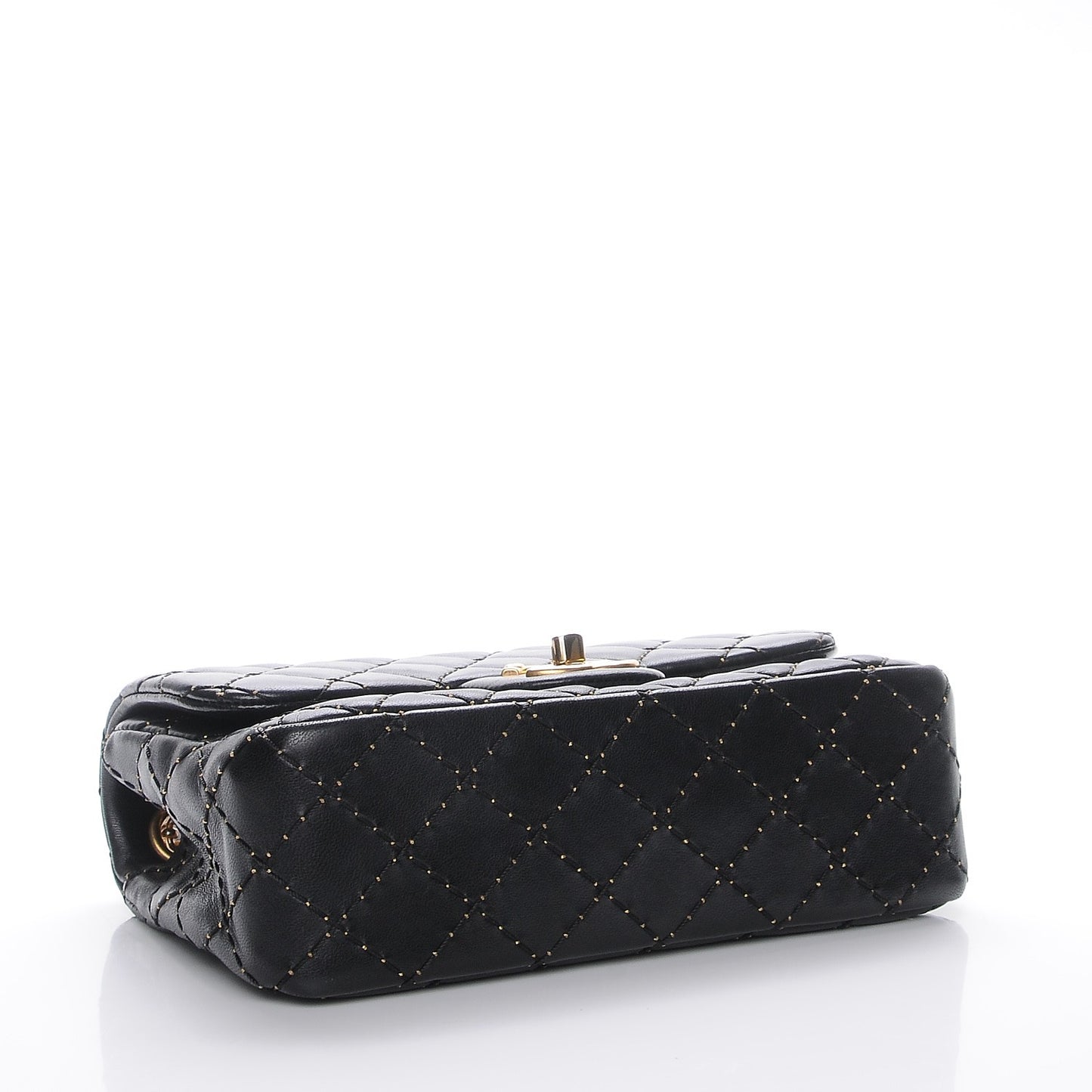 Lambskin Quilted Mini Studded Flap Black