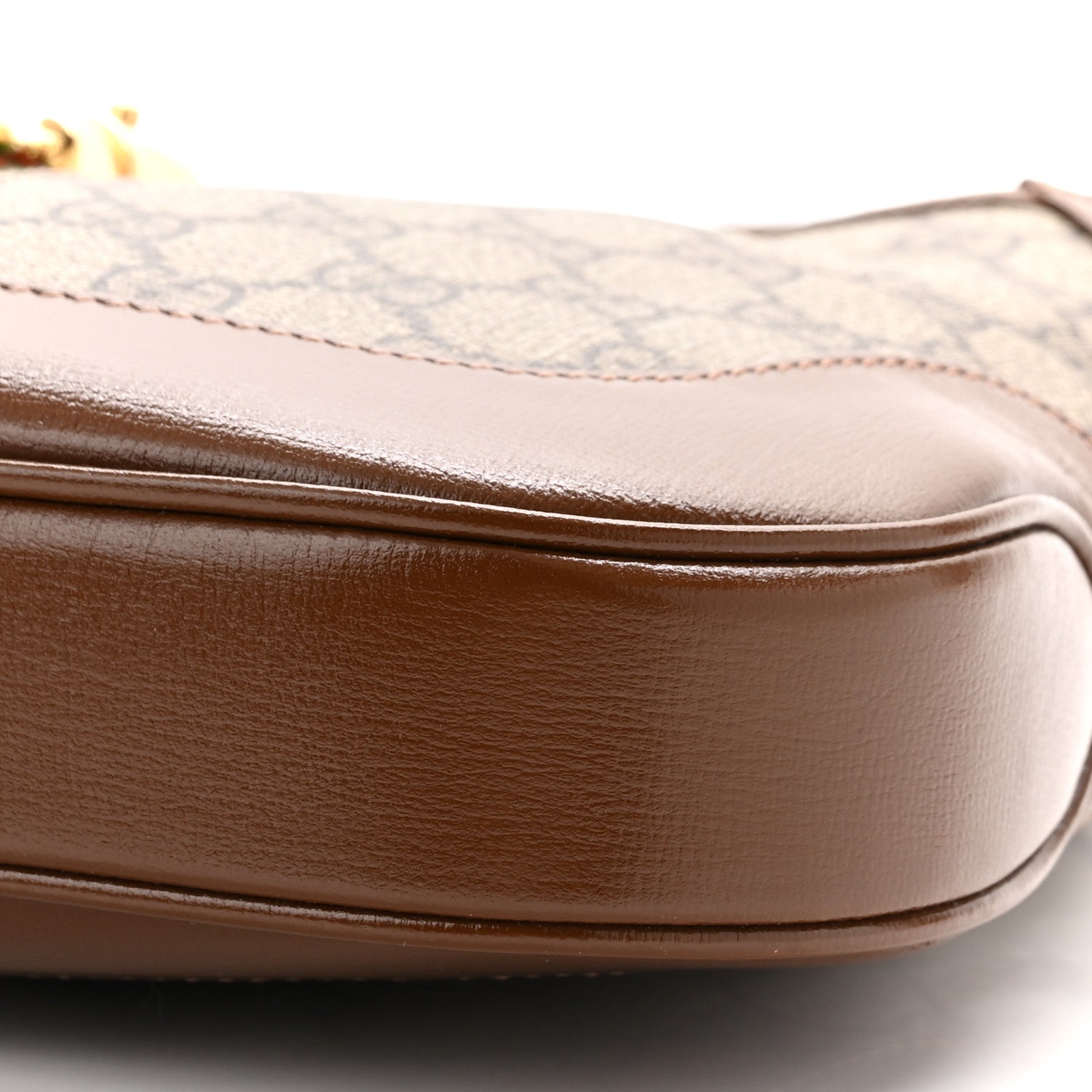 Gucci GG Supreme Monogram Azalea Calfskin Web Small Jackie 1961 Hobo Beige Ebony Brown Sugar 10 of 10