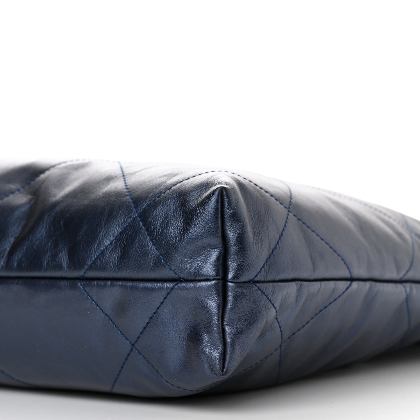 Metallic Calfskin Quilted Small Chanel 22 Navy Blue