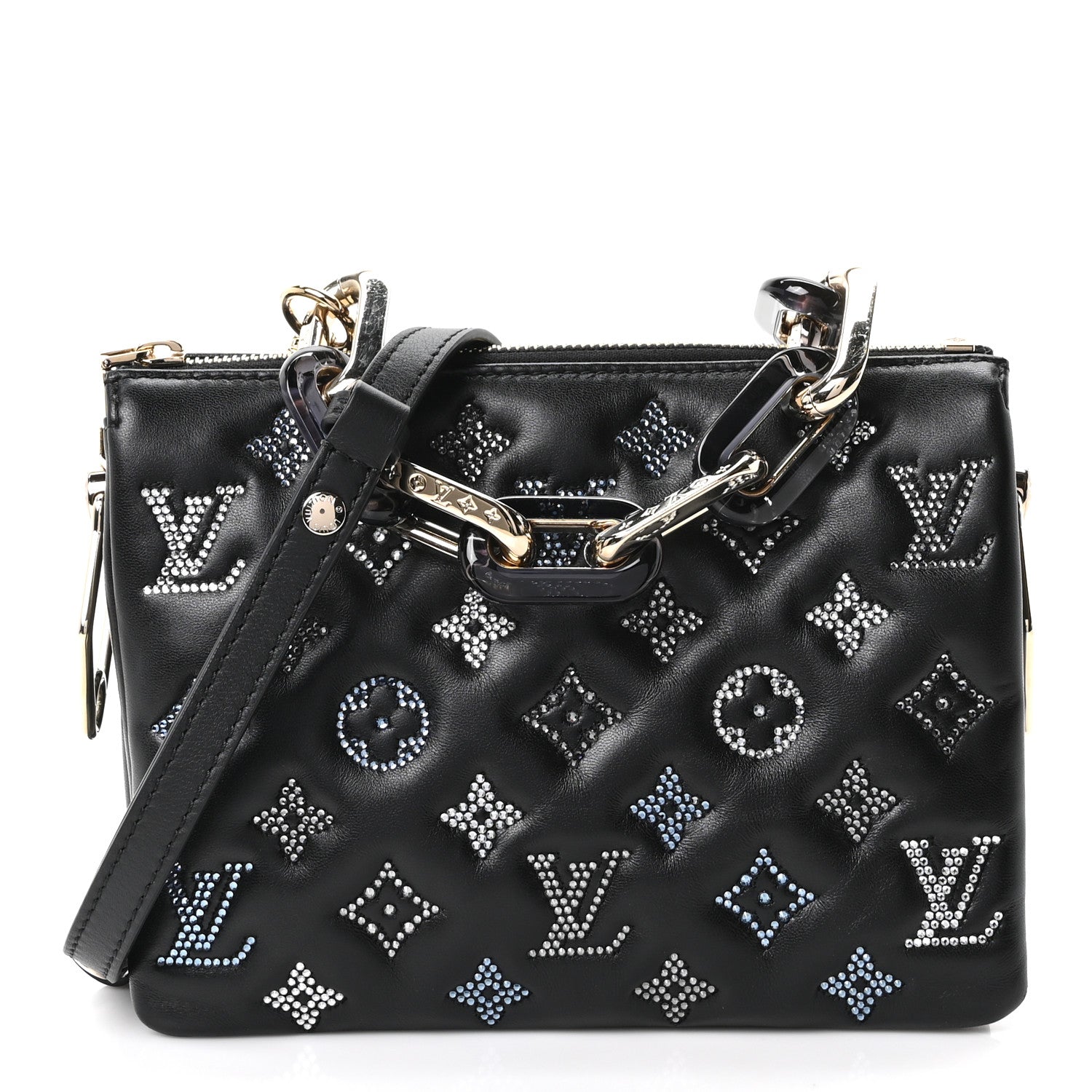 Louis Vuitton Lambskin Swarovski Crystal Embossed Monogram Coussin BB Black 1 of 9
