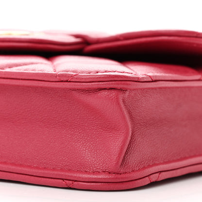 Chanel Lambskin Quilted Top Handle Flap Coin Purse With Chain Dark Pink 11 of 12