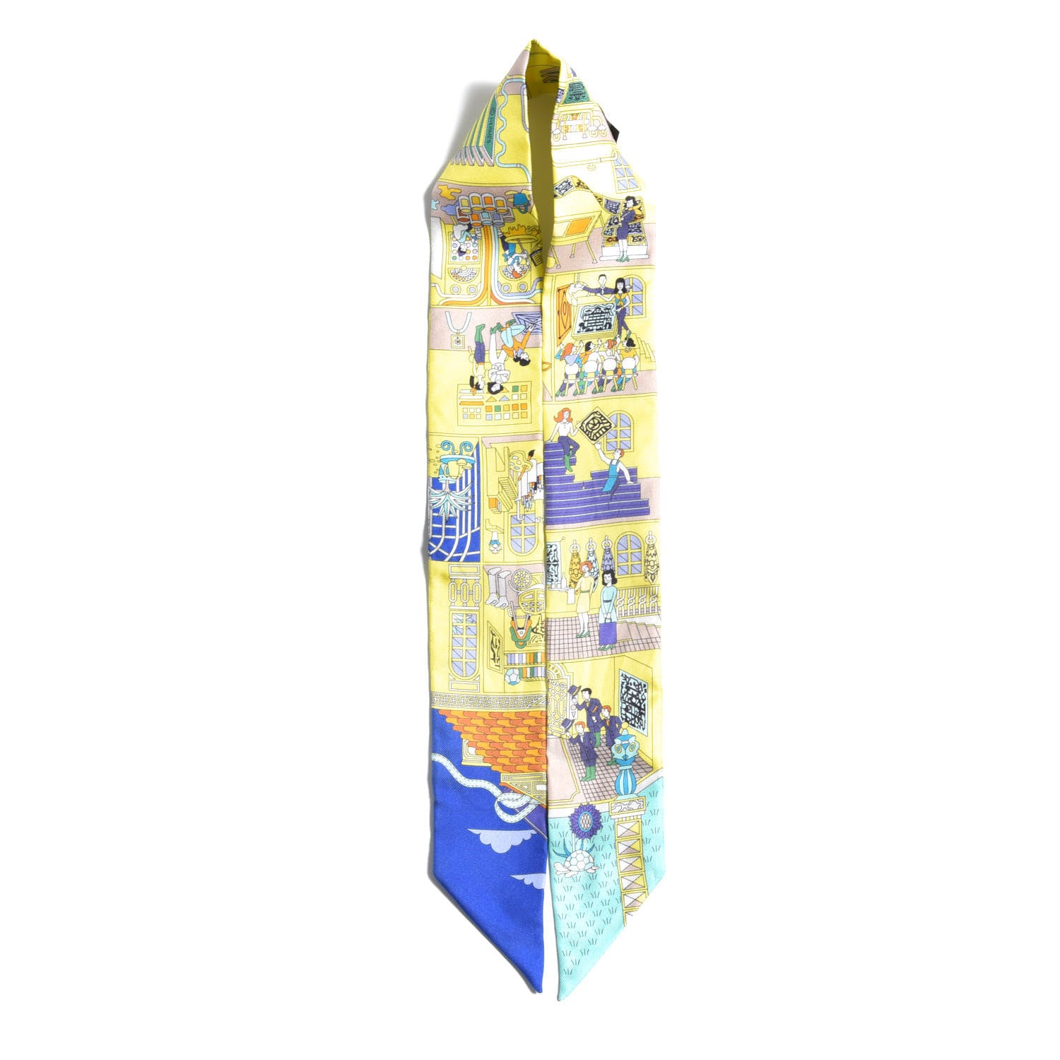 Hermes Silk La Maison des Carres Twilly Jaune Vif Bleu Roy Turquoise 6 of 6