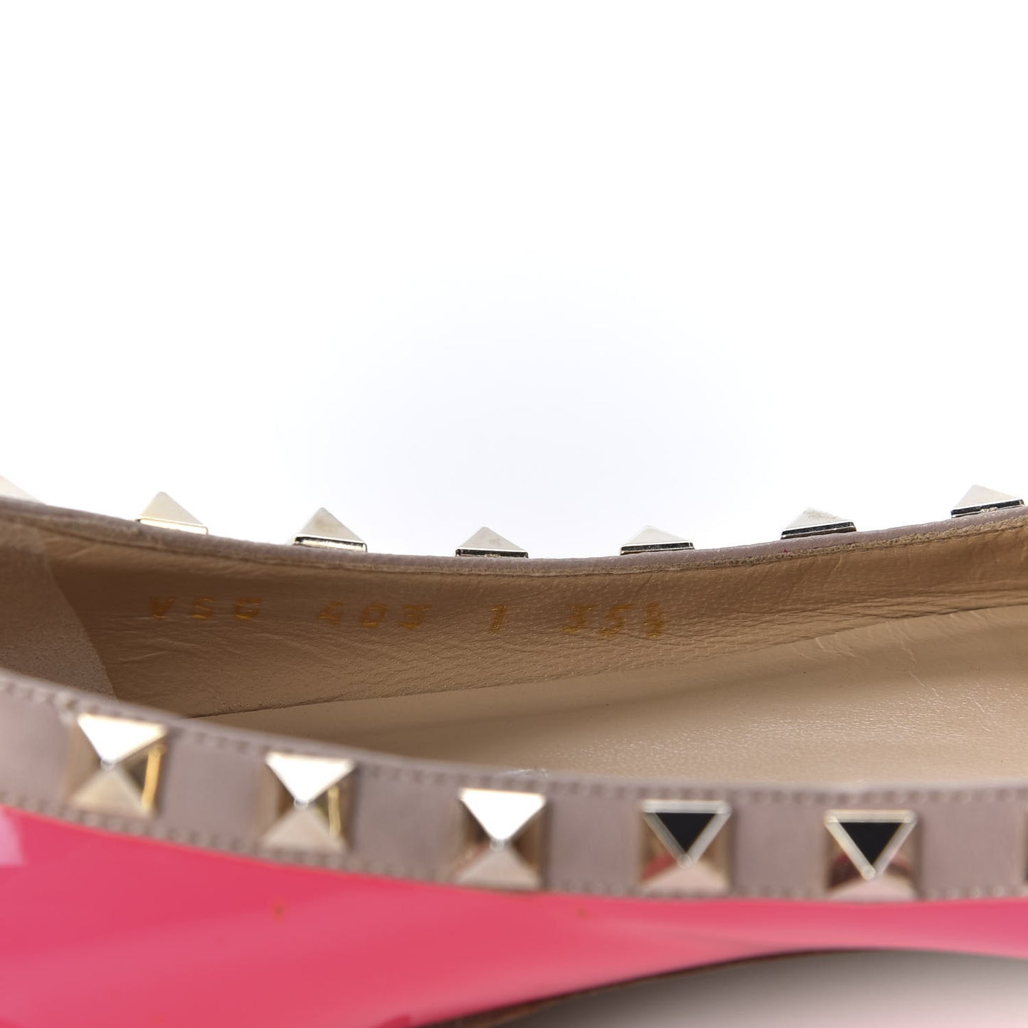 Patent Calfskin Rockstud Ballerina Flats 35.5 Fuxia Fluo Poudre