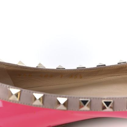 Valentino Garavani Patent Calfskin Rockstud Ballerina Flats 35.5 Fuxia Fluo Poudre 9 of 9