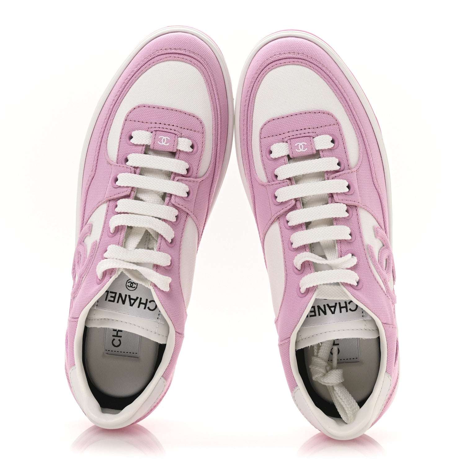 【美品】CHANEL ニットスニーカー ホワイト/ピンク Chanel Cotton Sneakers 38 Pink White 1741599 – FASHIONPHILE