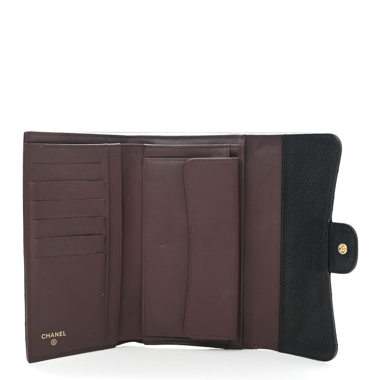 Caviar Quilted Large Flap Wallet Black