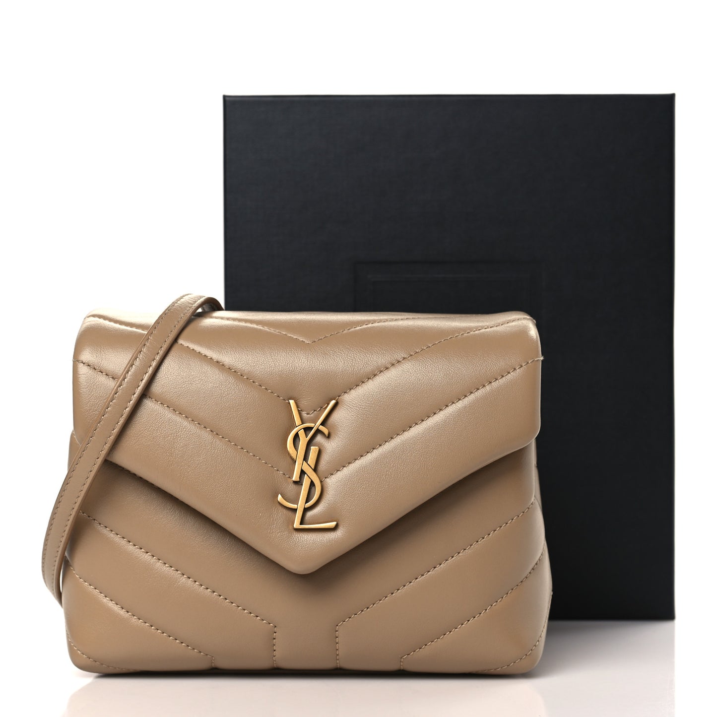 Calfskin Y Quilted Monogram Toy Loulou Crossbody Bag Dark Beige