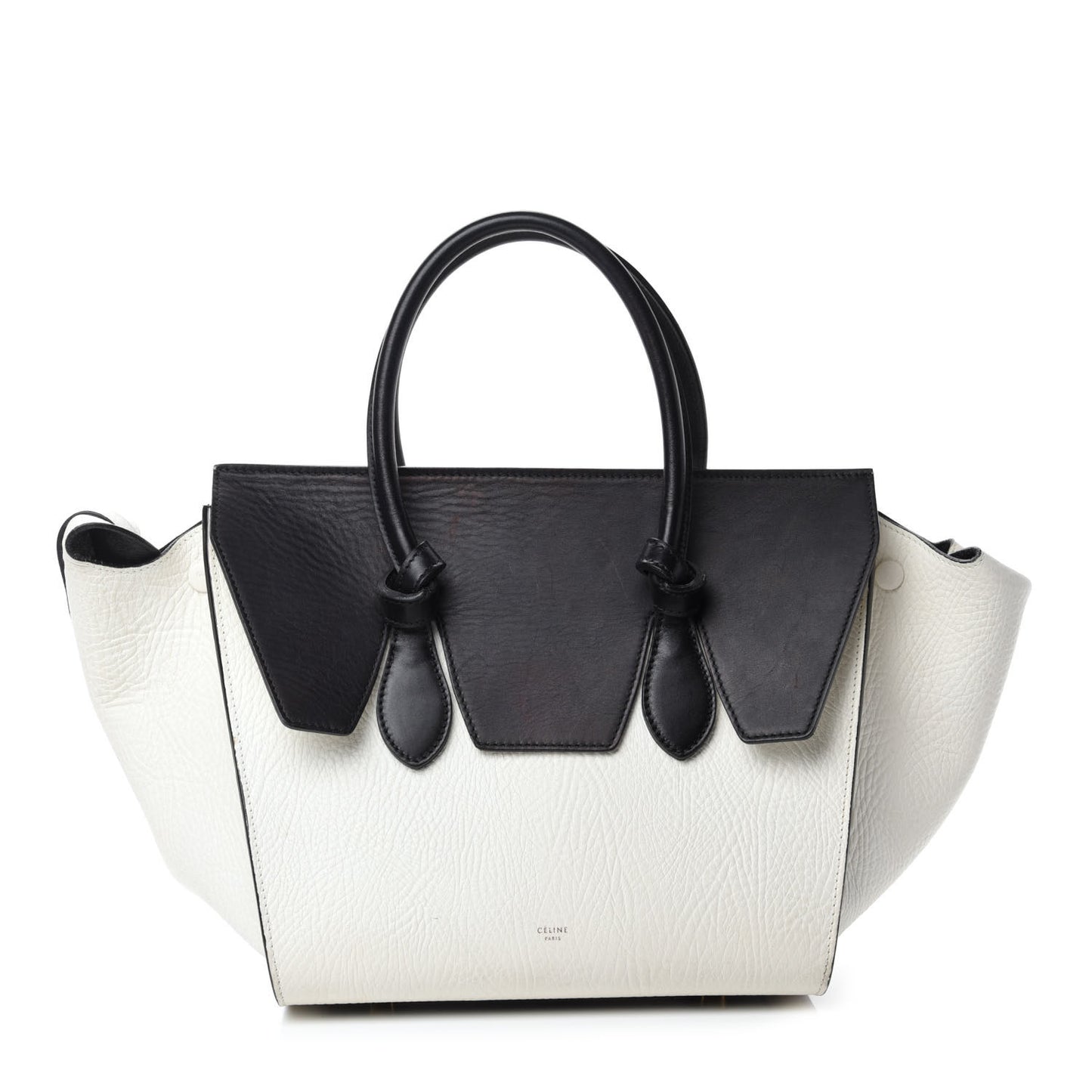 Elephant Calfskin Bi-Color Small Tie Knot Tote White Black
