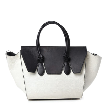 Celine Elephant Calfskin Bi-Color Small Tie Knot Tote White Black 1 of 22