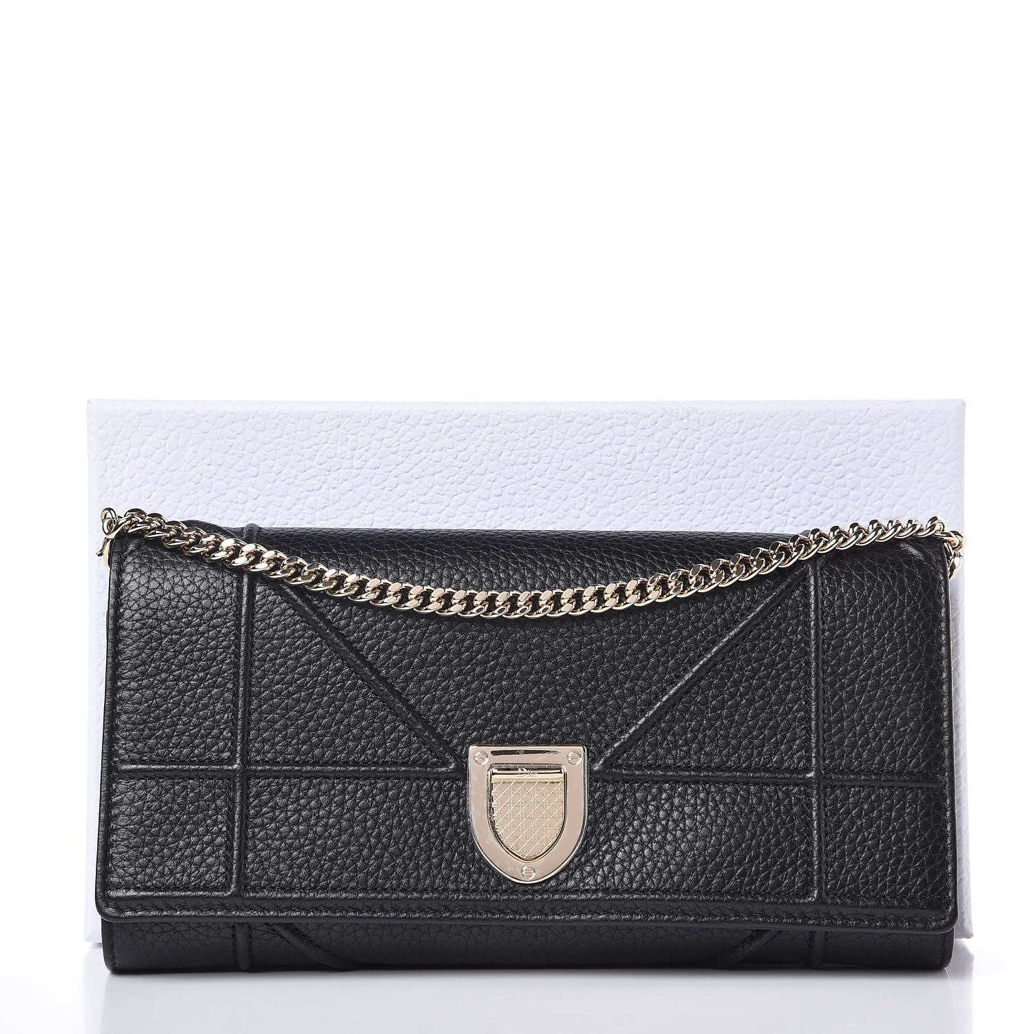 Christian Dior Grained Calfskin Diorama Croisiere Chain Wallet Black 8 of 8
