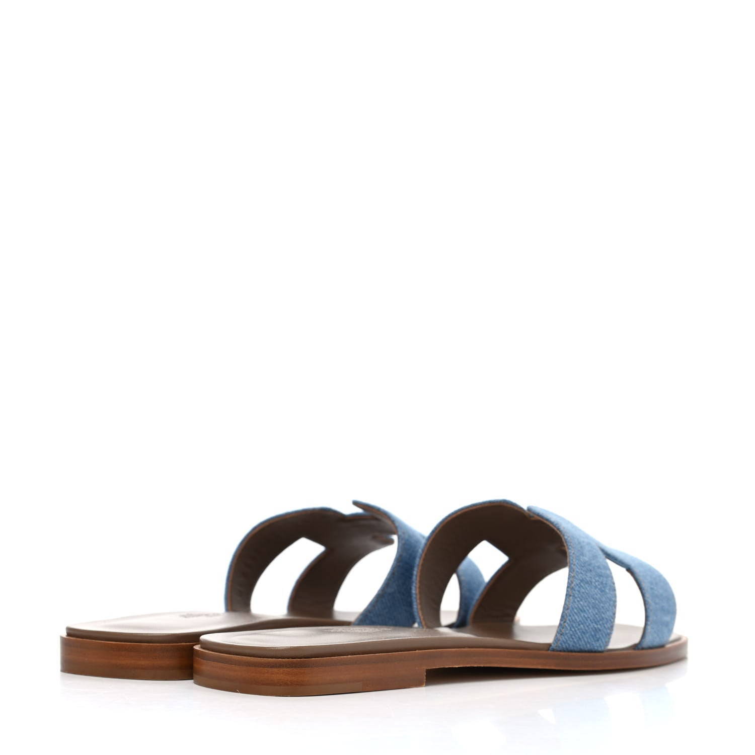 Hermes Denim Canvas Oran Sandals 38.5 Bleu Clair 3 of 4