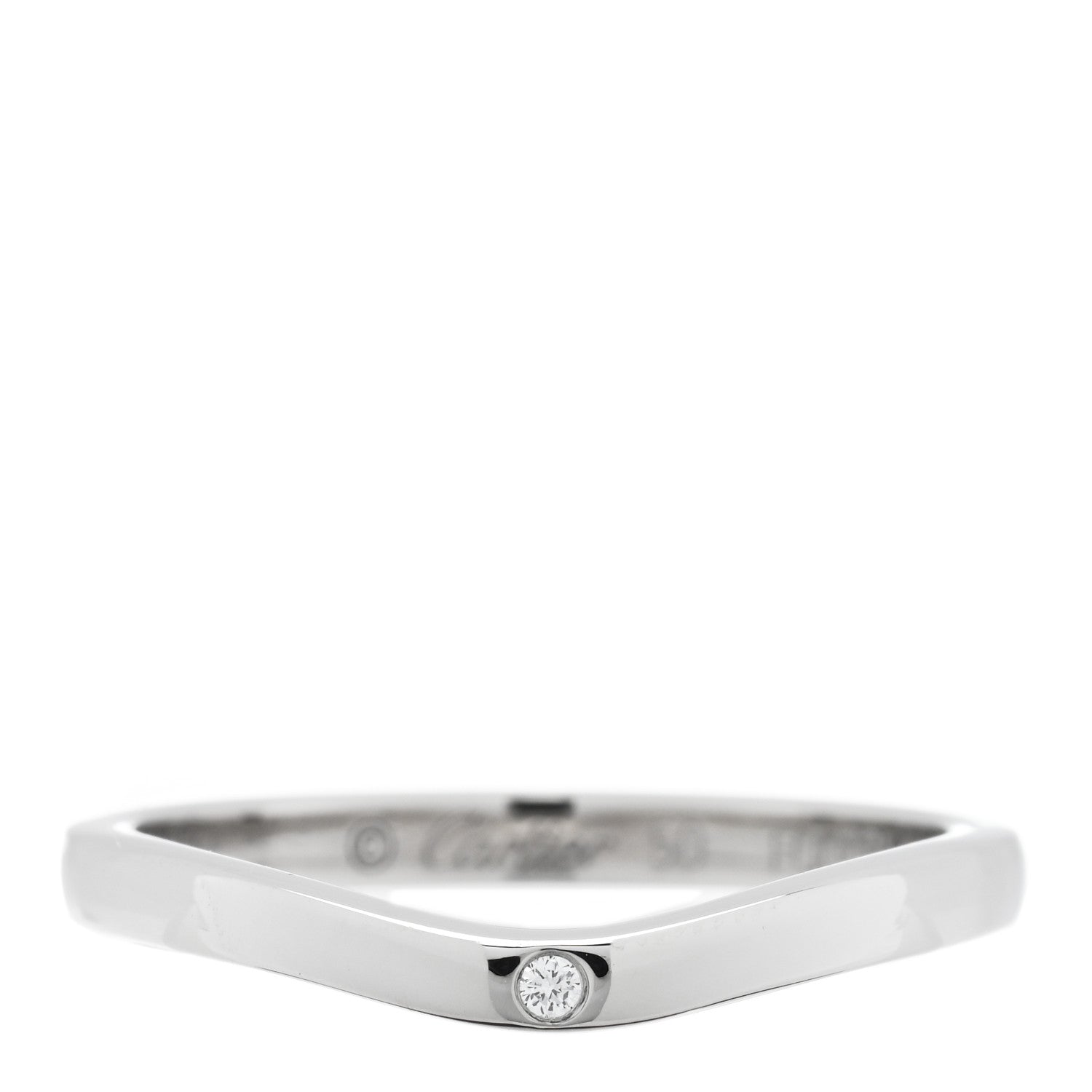 Cartier Platinum 3 Diamond Ballerine Wedding Band Ring 50 5.25 1 of 4