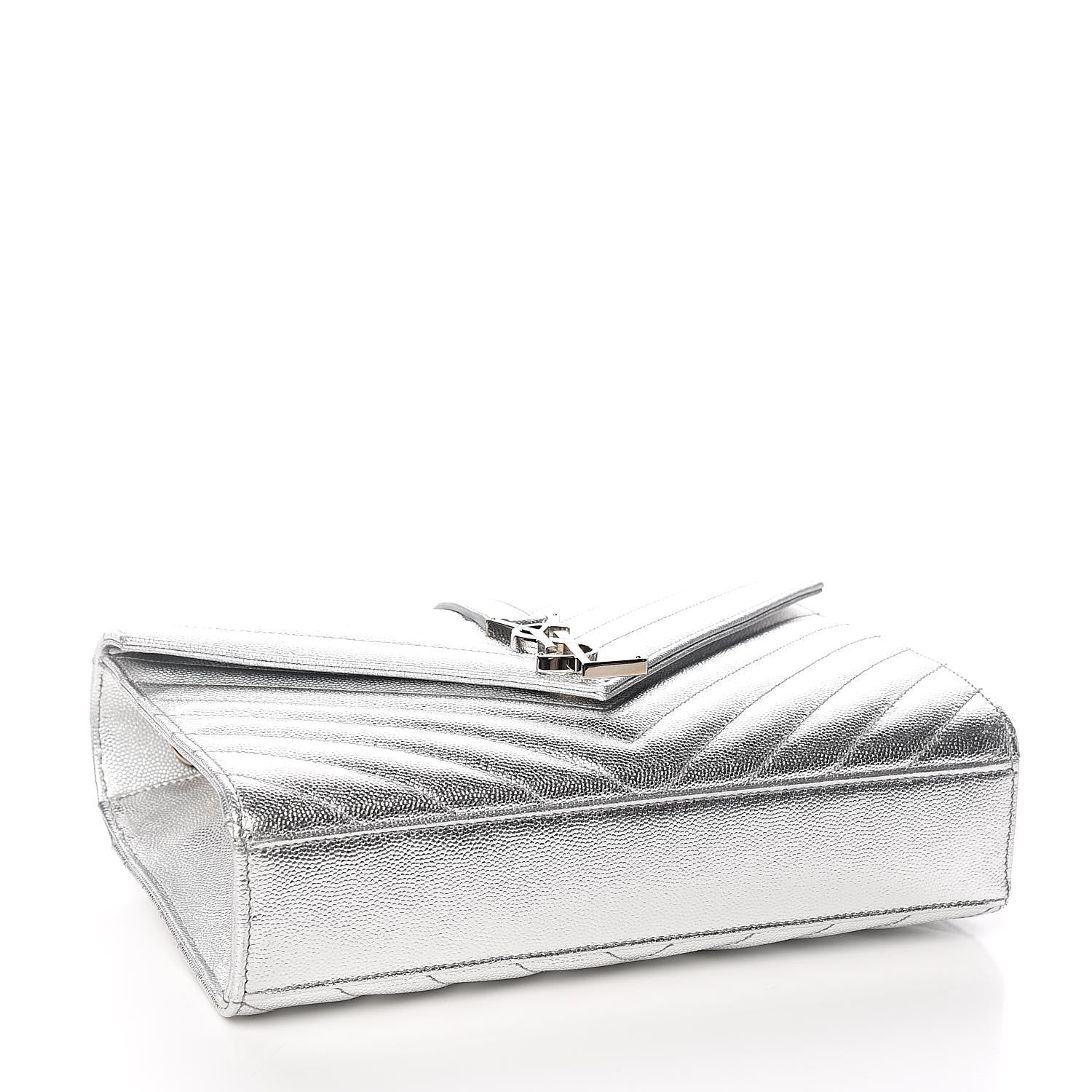 Saint Laurent Sheepskin Matelasse Chevron Monogram Medium College Bag Silver 4 of 9