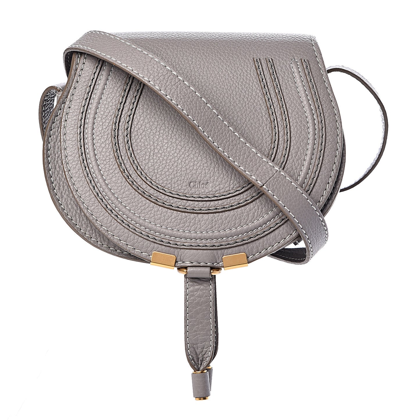 Calfskin Mini Marcie Round Crossbody Bag Cashmere Grey