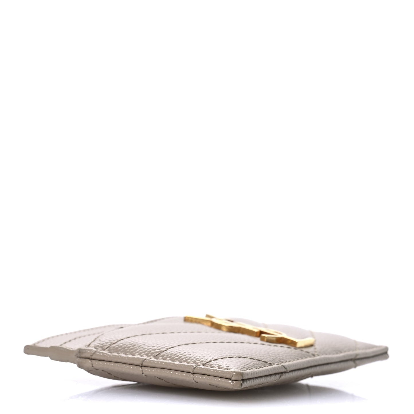Grain De Poudre Matelasse Chevron Monogram Credit Card Case Dark Beige
