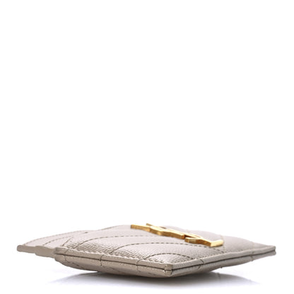 Saint Laurent Grain De Poudre Matelasse Chevron Monogram Credit Card Case Dark Beige 4 of 7