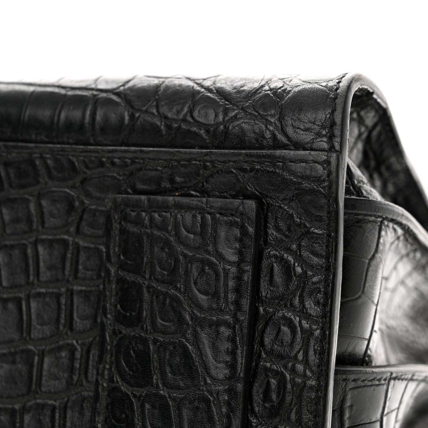 Calfskin Crocodile Embossed Small Supple Sac de Jour Black
