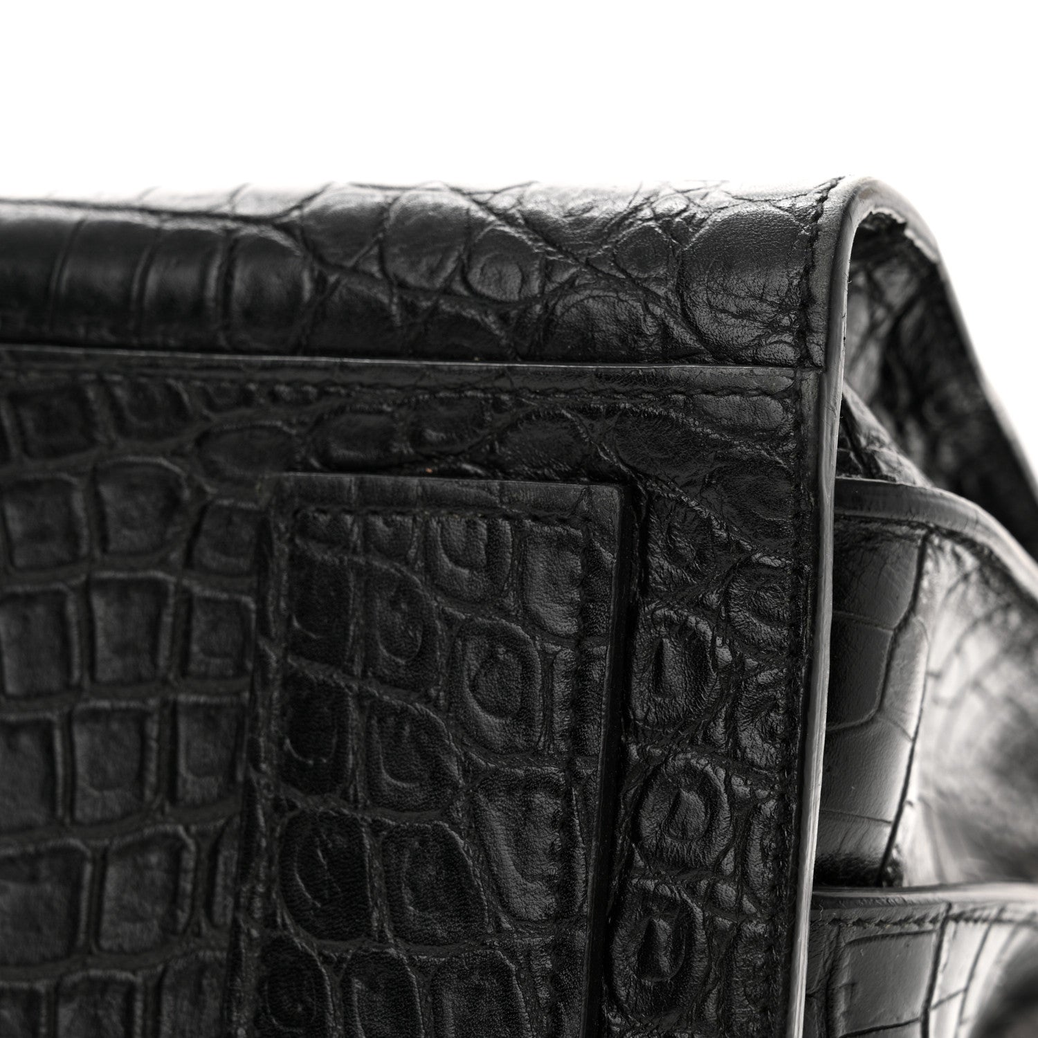 Saint Laurent Calfskin Crocodile Embossed Small Supple Sac de Jour Black 16 of 21