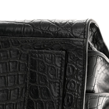 Saint Laurent Calfskin Crocodile Embossed Small Supple Sac de Jour Black 16 of 21