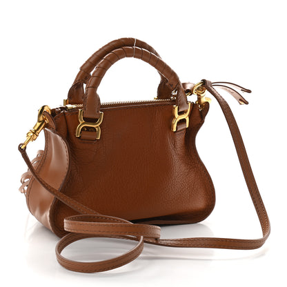 Chloe Shiny Small Grain Calfskin Mini Marcie Multi Fringe Satchel Tan 3 of 11