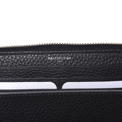 Balenciaga Veau Grana Perforated Blackout Hardware Continental Zip Around Wallet Black 8 of 10