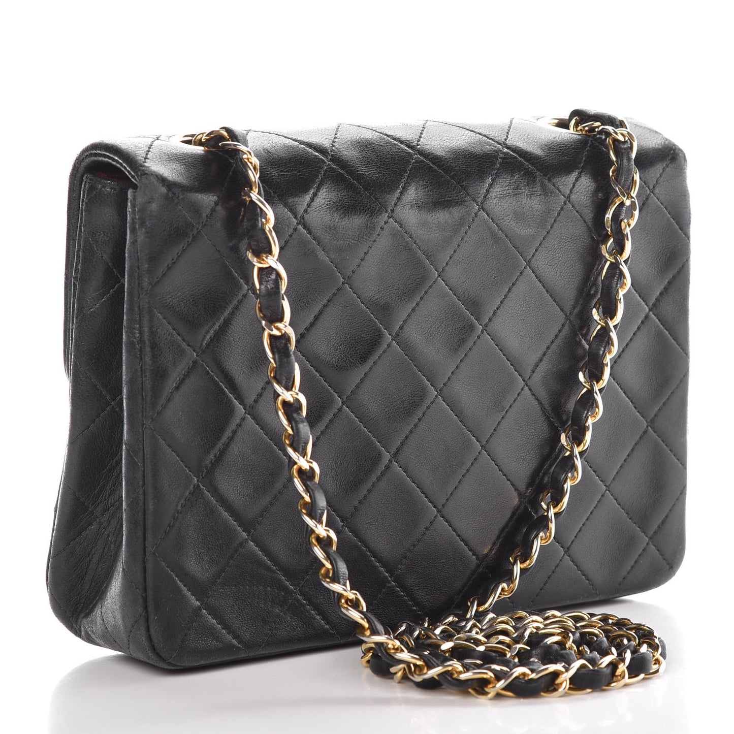 Lambskin Quilted Mini Square Flap Bag Navy