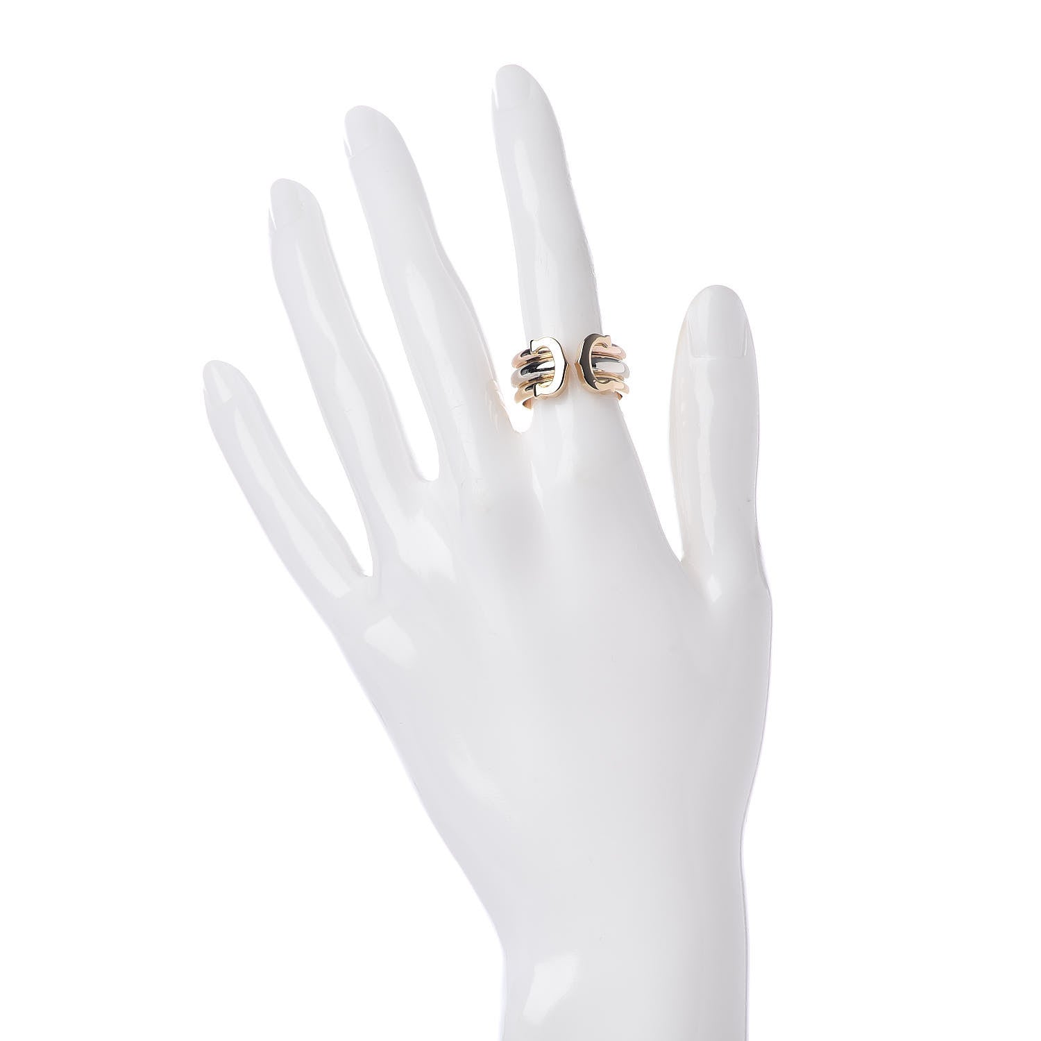 Cartier 18K Pink Yellow White Gold C De Ring 51 5.75 2 of 5