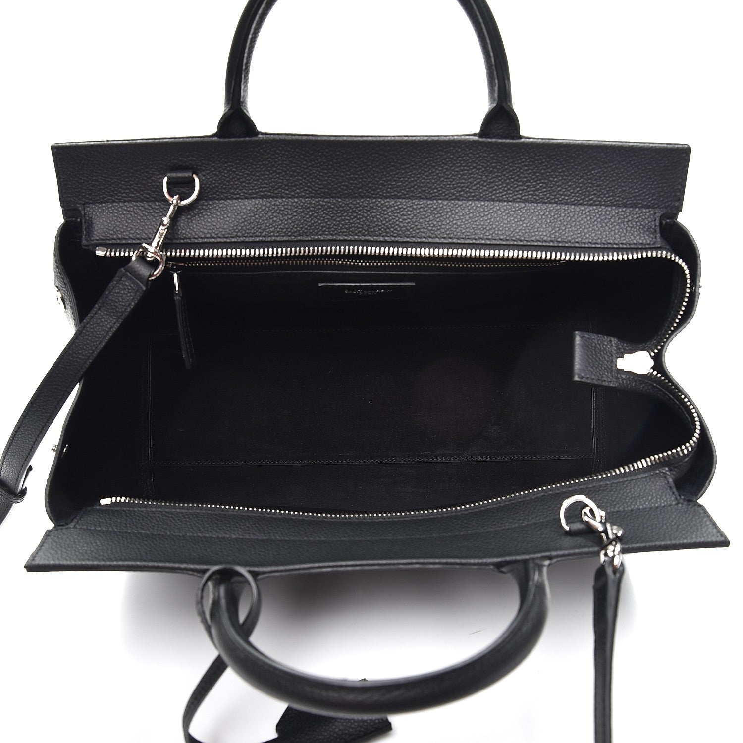 Saint Laurent Grained Calfskin Small Cabas Rive Gauche Black 6 of 9