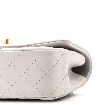 Chanel Lambskin Quilted Mini Top Handle Rectangular Flap Grey 10 of 10