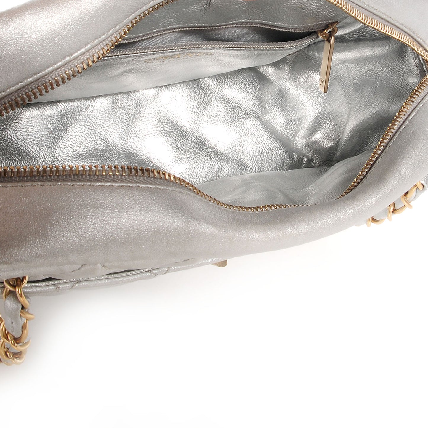 Calfskin Small Reissue Camera Case Metallic Silver