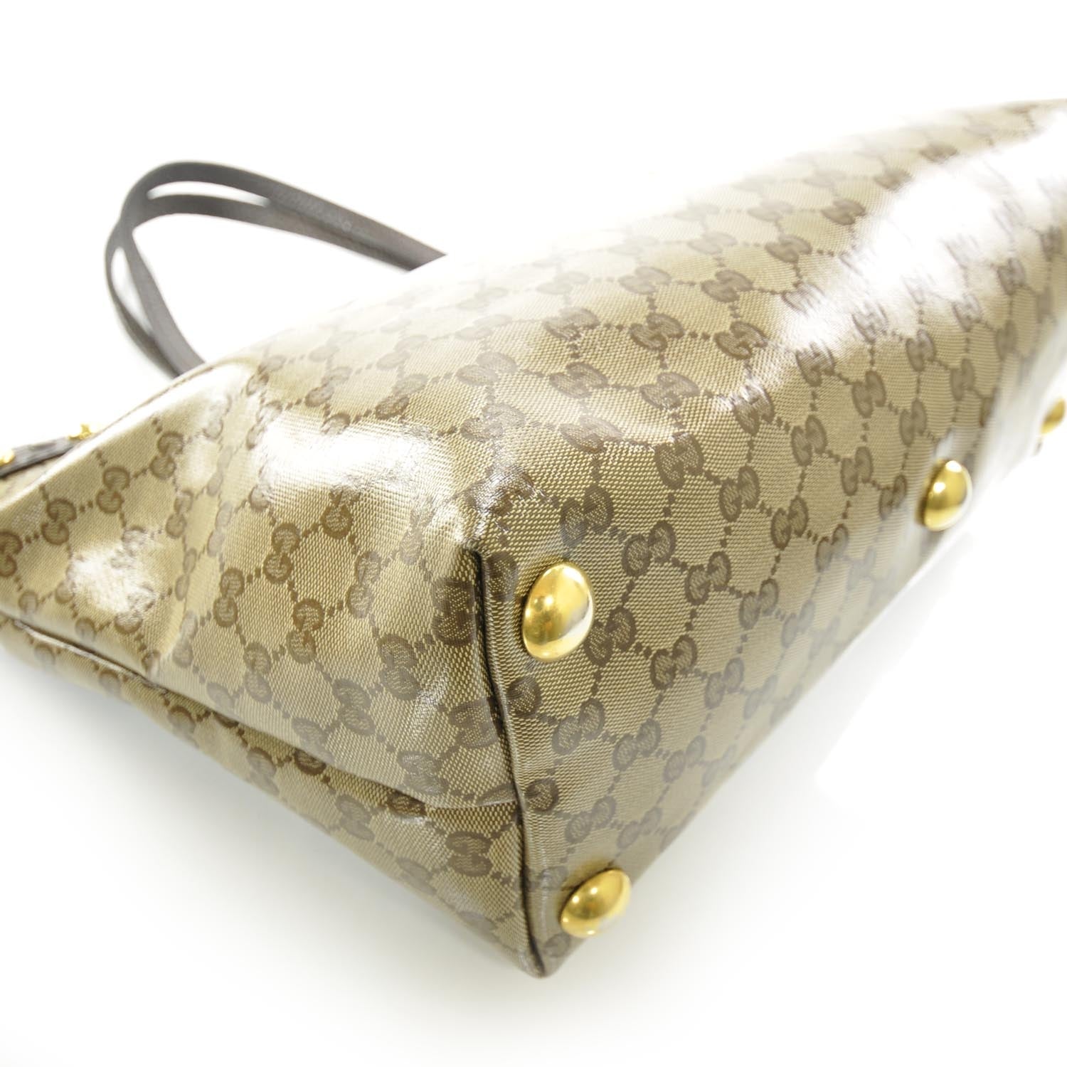 Gucci Crystal Monogram Medium Babouska Shopping Tote Dark Brown 5 of 10