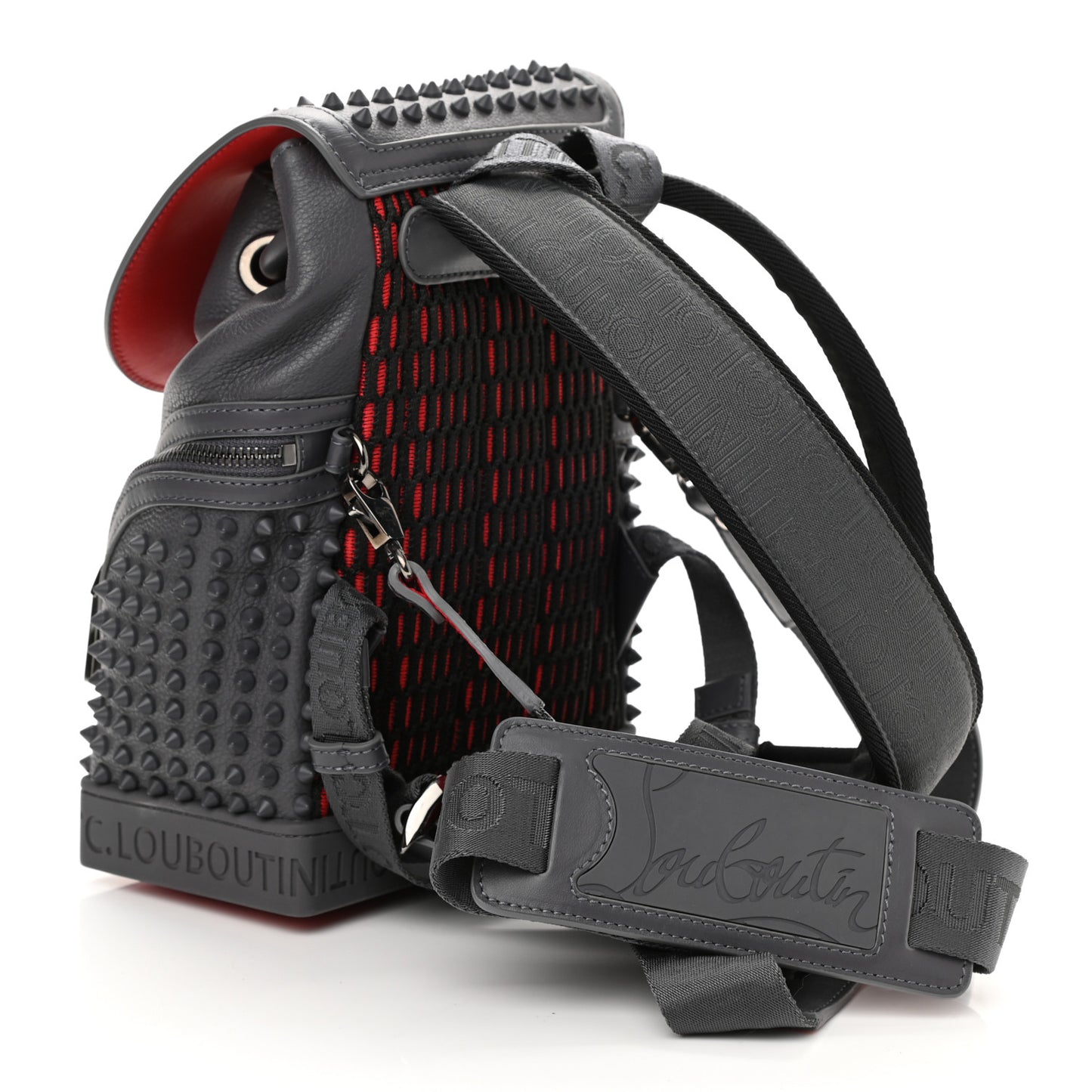 Calfskin Spiked Small Explorafunk Backpack Grey