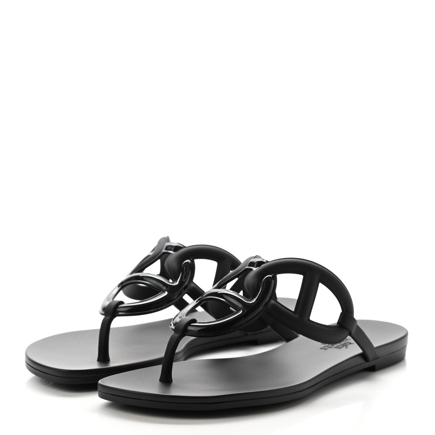Hermes Rubber Womens Egerie Sandals 36 Black 3 of 7