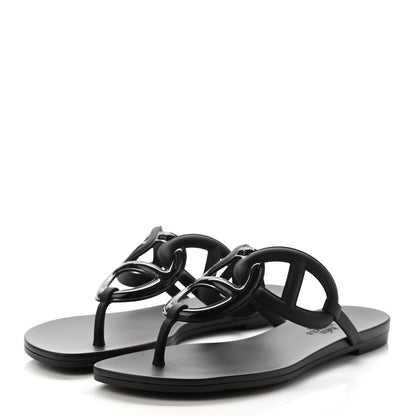 Hermes Rubber Womens Egerie Sandals 36 Black 3 of 7