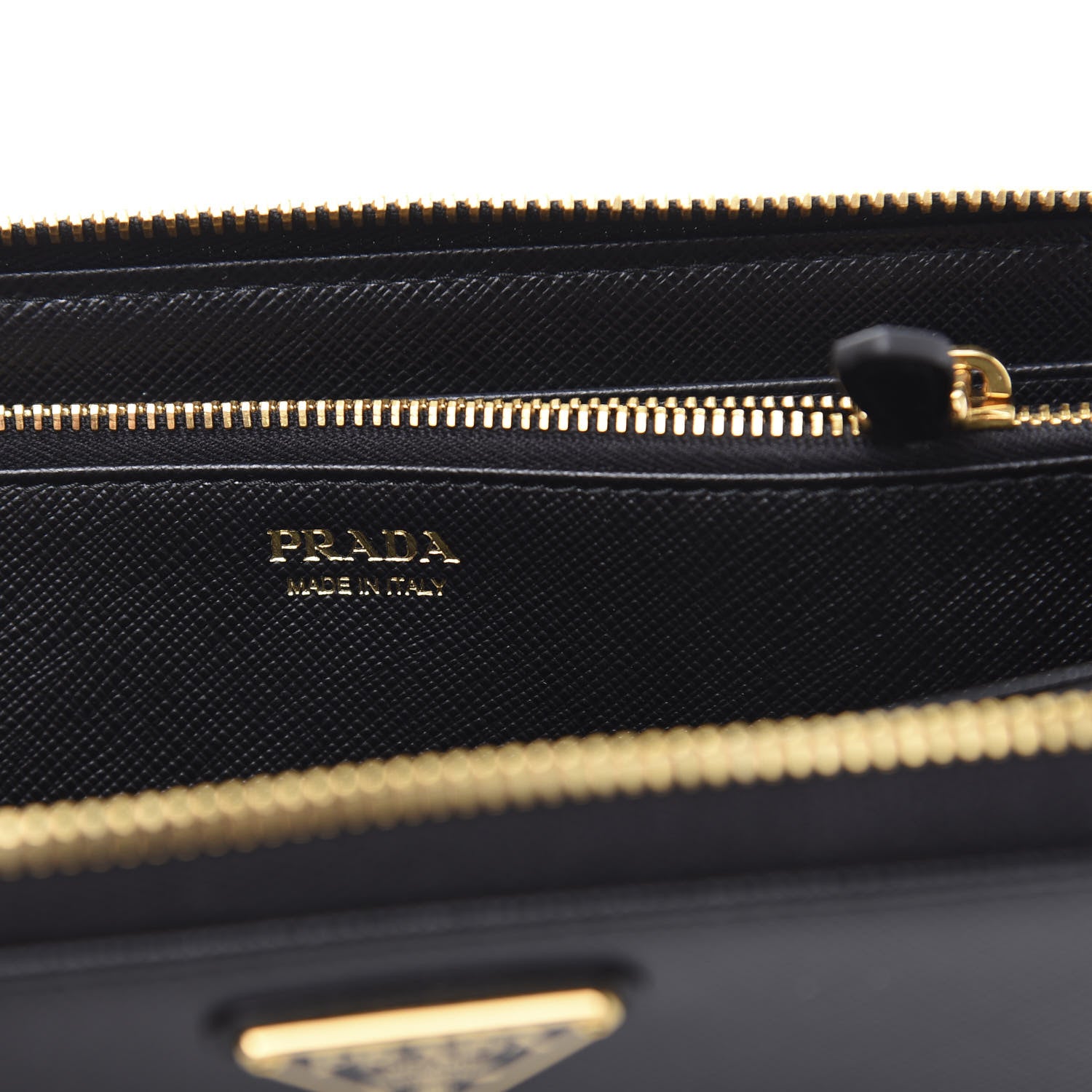 Prada Saffiano Metal Zip Around Wallet Black 8 of 9