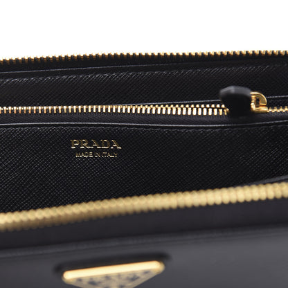 Prada Saffiano Metal Zip Around Wallet Black 8 of 9
