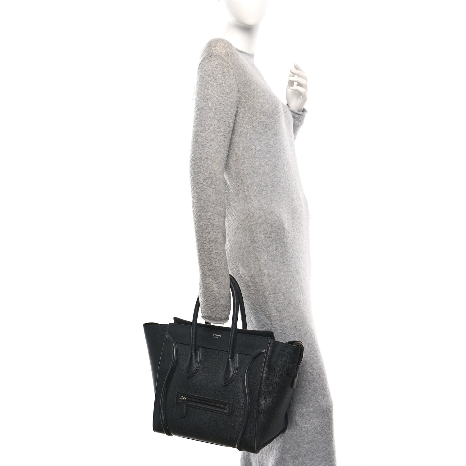 Celine Drummed Calfskin Mini Luggage Black 2 of 10