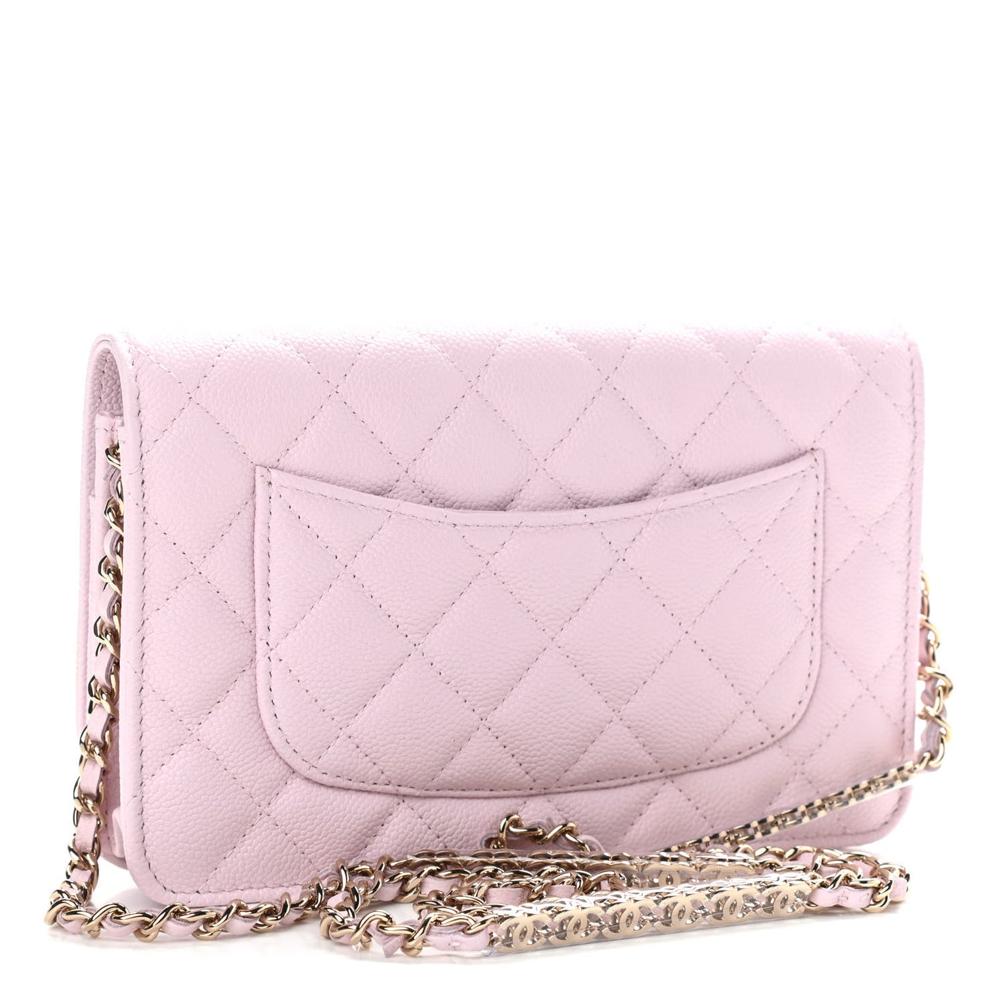 Caviar Quilted Tiny CC Wallet On Chain WOC Light Pink