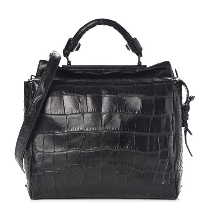3.1 Phillip Lim 3.1 Calfskin Crocodile Embossed Small Ryder Satchel Tote Bag Black 1 of 12