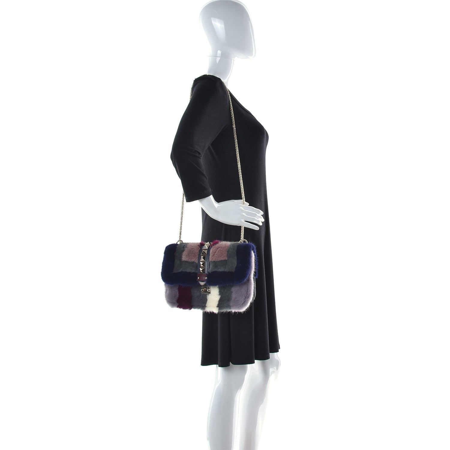 Valentino Garavani Mink Fur Medium Glam Lock Rockstud Flap Multicolor 3 of 18