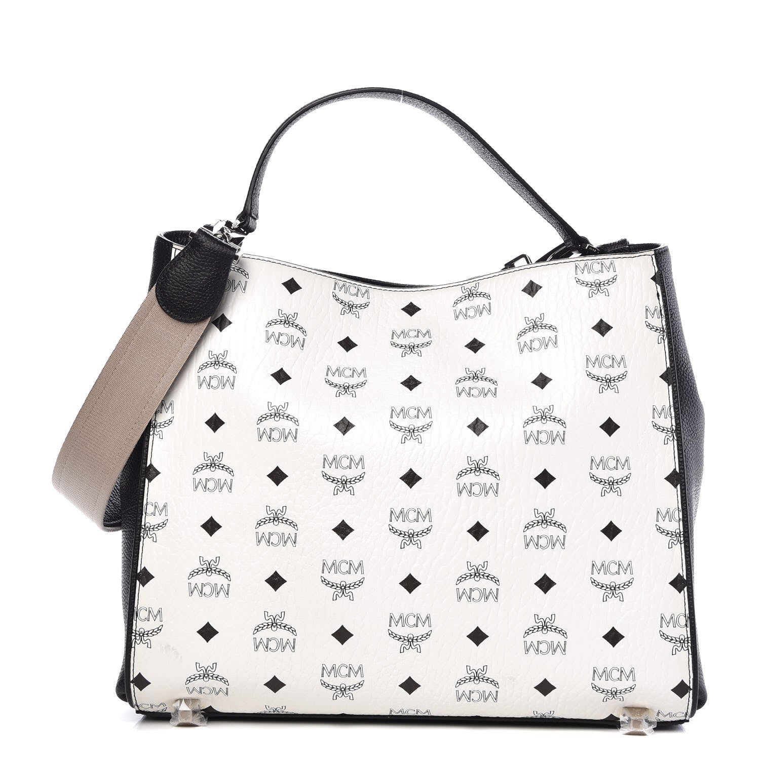 MCM Visetos Medium Corina Shoulder Bag White 1 of 10