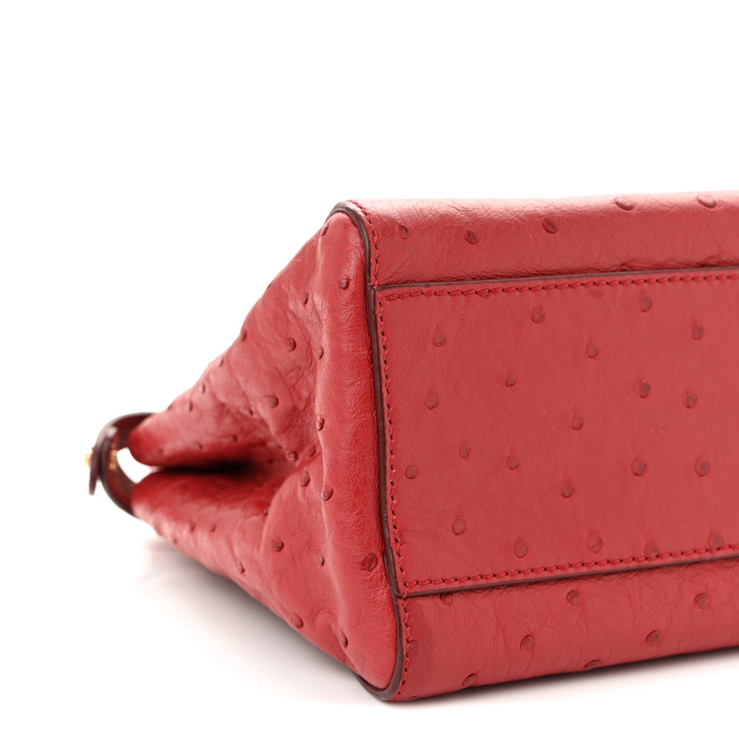 Fendi Ostrich Shiny Nappa Mini Peekaboo Iconic Satchel Fragola 9 of 10