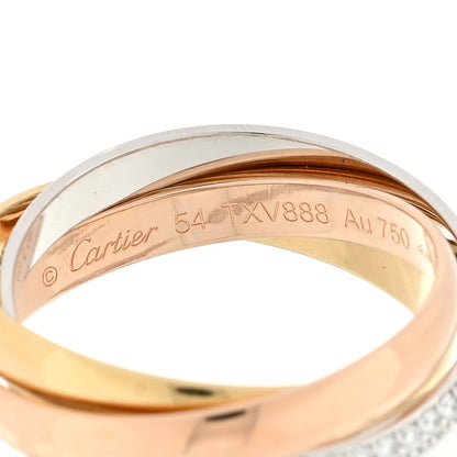 Cartier 18K White Yellow Pink Gold Diamond Small Trinity Paved Ring 54 6.75 4 of 4