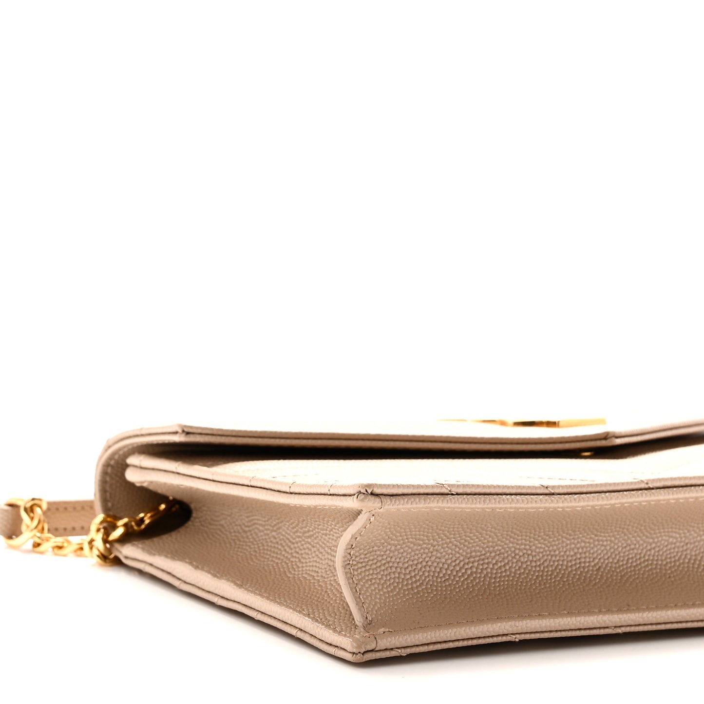 Grain De Poudre Matelasse Chevron Monogram Envelope Chain Wallet Dark Beige