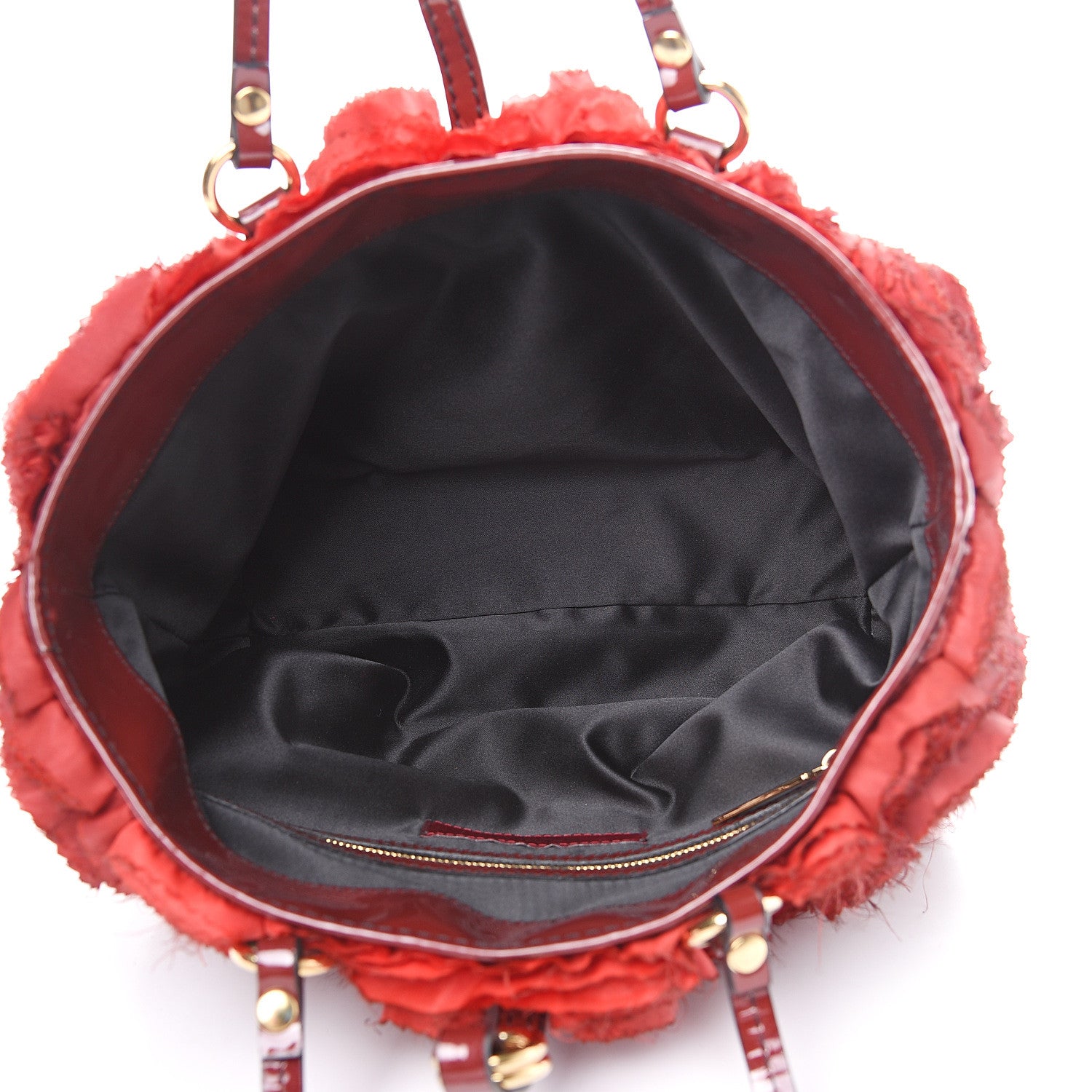Valentino Garavani Silk Patent Rosier Tote Red 4 of 9