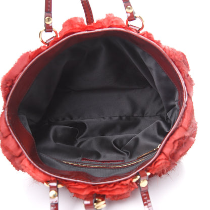 Valentino Garavani Silk Patent Rosier Tote Red 4 of 9