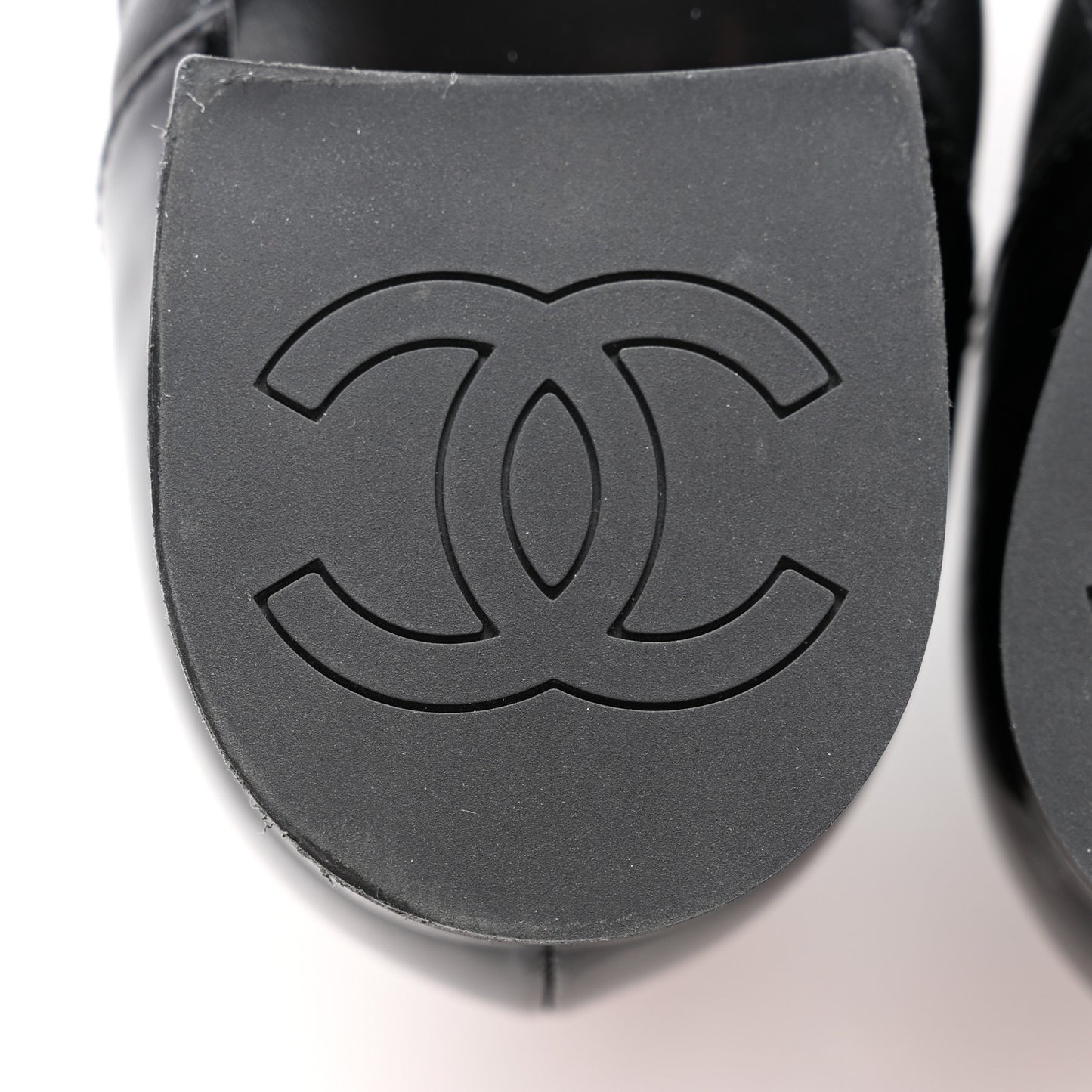 Lambskin Quilted Patent Calfskin Cap Toe CC Loafers 40 Black