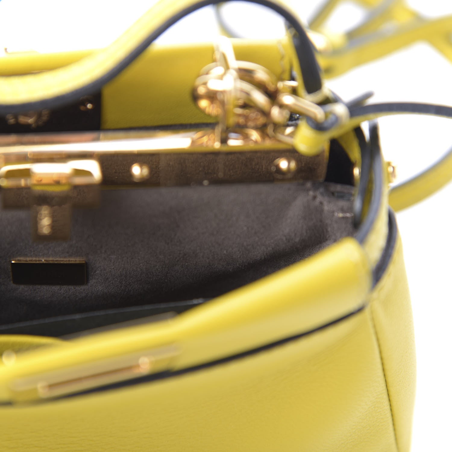 Fendi Shiny Nappa Micro Peekaboo Iconic Satchel Lime 6 of 9