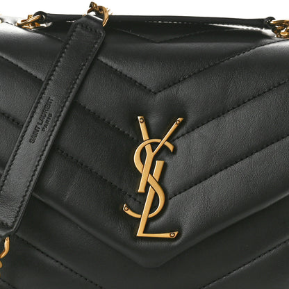 Saint Laurent Calfskin Y Quilted Monogram Small Loulou Chain Satchel Black 8 of 10